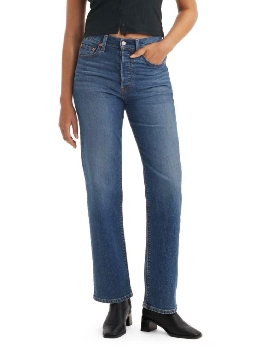 Levi's Women's Ribcage High-Rise Straight-Leg Jeans 30x32 color The Last Straw - Picture 5 of 7